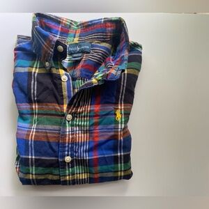 Ralph Lauren Blue and Green Casual Button Down Shirt / Size M (10-12) / EUC